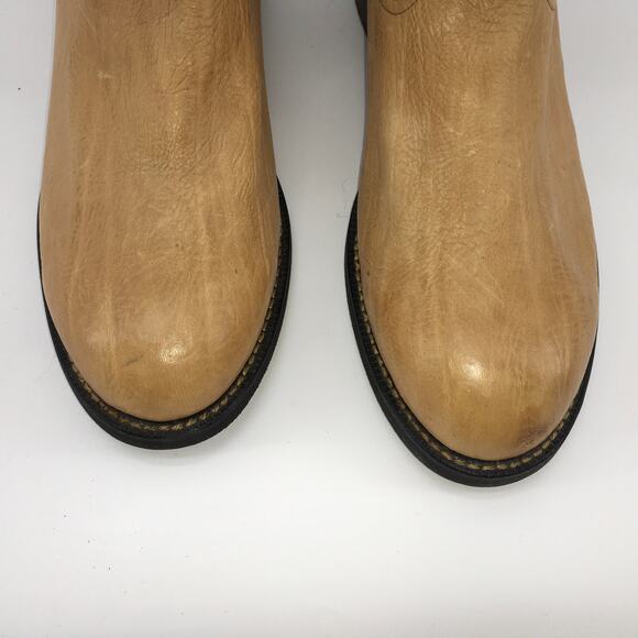 Ariat Mens 10.5 Beige Tan Leather Western Boots Blue Embroidered Round Toe 35421 main image 6